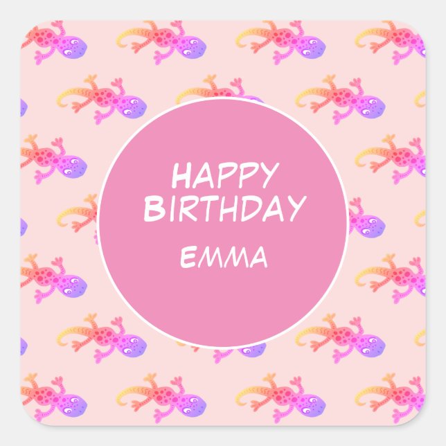 Adesivo Quadrado Aniversário de criança Personalizado do Rainbow Ge (Frente)