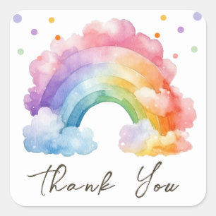 Adesivo Quadrado Aniversário de criança Wild One Rainbow