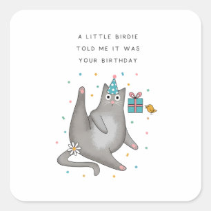 Adesivo Quadrado Aniversário de Gato