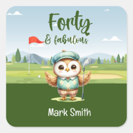 Adesivo Quadrado Aniversário de golfe do aniversário de 40 anos