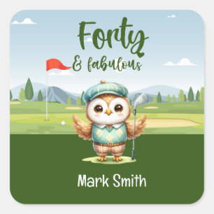 Adesivo Quadrado Aniversário de golfe do aniversário de 40 anos