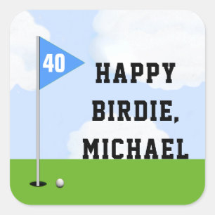 Adesivo Quadrado Aniversário de Golfe Personalizado