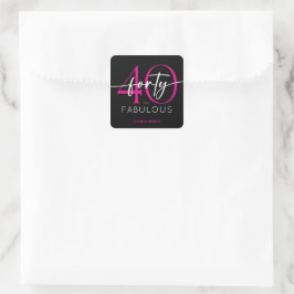 Adesivo Quadrado Aniversário de Quarenta Fabuloso Moderno Minimalis