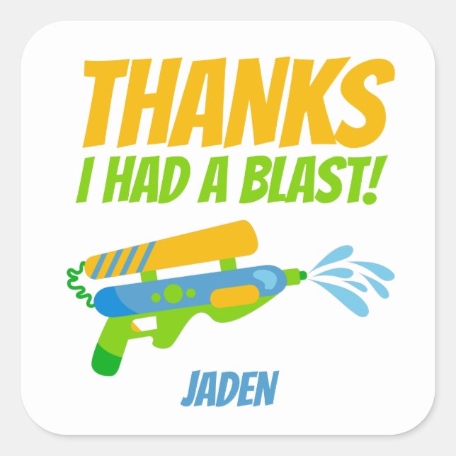 Adesivo Quadrado Aniversário de Verão do Piscina de Batalha de Arma (Frente)