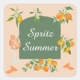 Adesivo Quadrado Aniversário de Verão Spritz