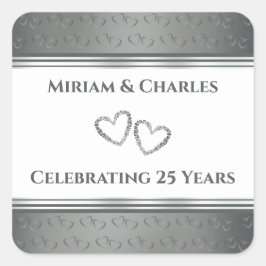 Adesivo Quadrado Aniversário do 25 Elegante do Rico Elegante
