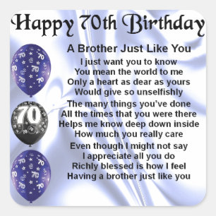 Adesivo Quadrado Aniversário do 70 do poema do irmão