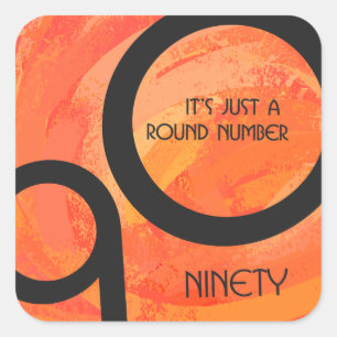 Adesivo Quadrado Aniversário do 90 de Orange Decade
