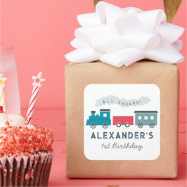 Adesivo Quadrado Aniversário do Comboio a Vapor