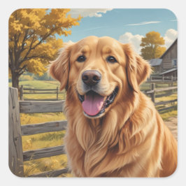 Adesivo Quadrado Aniversário do ouro Retriever
