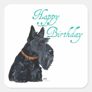 Adesivo Quadrado Aniversário do Scottish Terrier