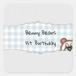 Adesivo Quadrado Aniversário do ursinho Peekaboo