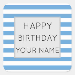 Adesivo Quadrado Aniversário Feliz Azul E Branco