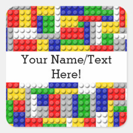 Adesivo Quadrado Aniversário/festa do Criador de Blocos de Cores Pr