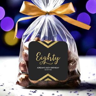 Adesivo Quadrado Aniversário geométrico moderno elegante do 80 de