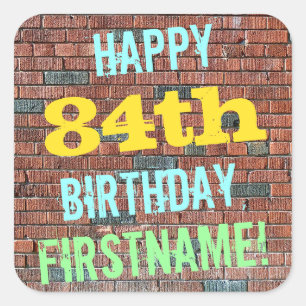 Adesivo Quadrado Aniversário inspirado grafites da parede de tijol