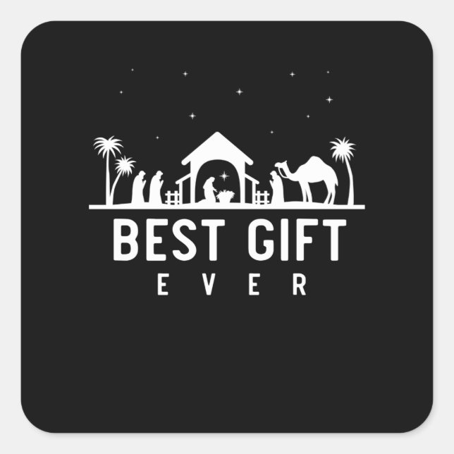 Adesivo Quadrado Aniversário Jesus Natividade Cristo de Natal Relig (Frente)