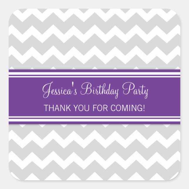 Adesivo Quadrado Aniversário Obrigado Nome Personalizado Marcação d (Frente)