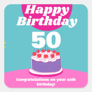Adesivo Quadrado Aniversário Personalizado