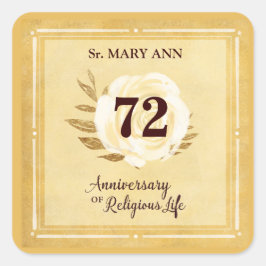 Adesivo Quadrado Aniversário personalizável da freira religiosa