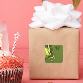 Adesivo Quadrado Aniversário Rede Amarela e Voleibol