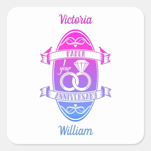 Adesivo Quadrado Aniversário tradicional de 1rua (Frente)