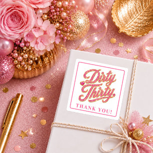 Adesivo Quadrado Aniversário Trinta Sujo Dourado Rosa Opulento