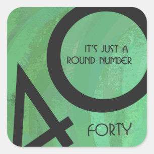 Adesivo Quadrado Aniversário Verde de 40 Décadas