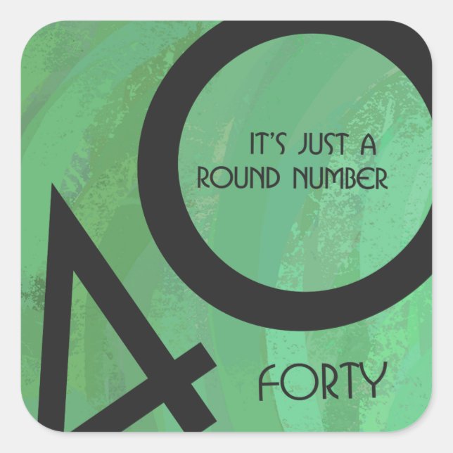 Adesivo Quadrado Aniversário Verde de 40 Décadas (Frente)