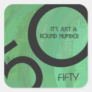 Adesivo Quadrado Aniversário Verde de 50 Décadas