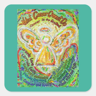 Adesivo Quadrado Anjo Arco-Íris Que Cancer Não Consegue Fazer Pin