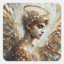 Adesivo Quadrado Anjo Cuidadoso - Coleção de Arte da Série Angel