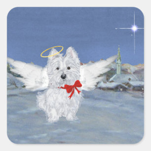Adesivo Quadrado Anjo de Natal Westie