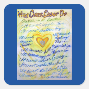 Adesivo Quadrado Anjo Dourado Que Cancer Não Pode Fazer Poem Stick