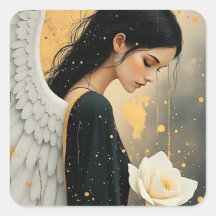 Anjo Gótico Lindo e Rosa Branca Celestial