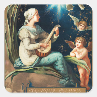 Adesivo Quadrado Anjos, Estrelas, Mulheres, A Lua Natal Religiosa