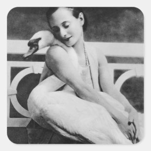 Adesivo Quadrado Anna Pavlova com o seu balde de estimação Jack, c.