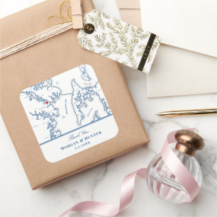 Adesivo Quadrado Annapolis Kent Island Map Marinho Weding Favor