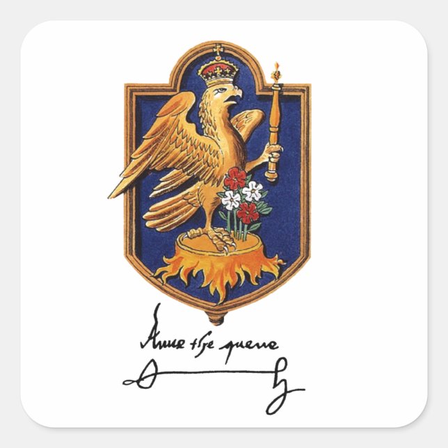 Adesivo Quadrado Anne Bolena Assinatura e Casaco de Armas