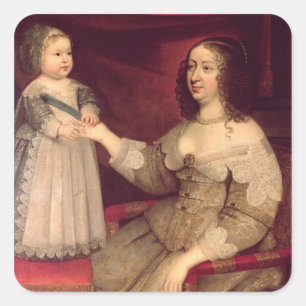 Adesivo Quadrado Anne de Áustria com seu filho Louis XIV