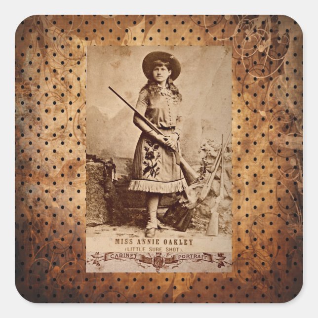 Adesivo Quadrado Annie Oakley Sepia (Frente)