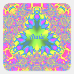 Adesivo Quadrado ANNIE ~ Tons Amarelo, Verde, Rosa, Azul ~ Quadrado
