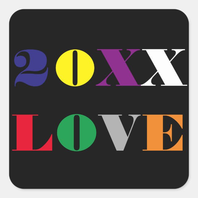 Adesivo Quadrado Ano do Amor - Vinheta Quadrada (Frente)