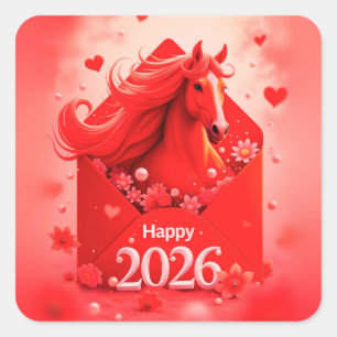 Adesivo Quadrado Ano do Cavalo 2026