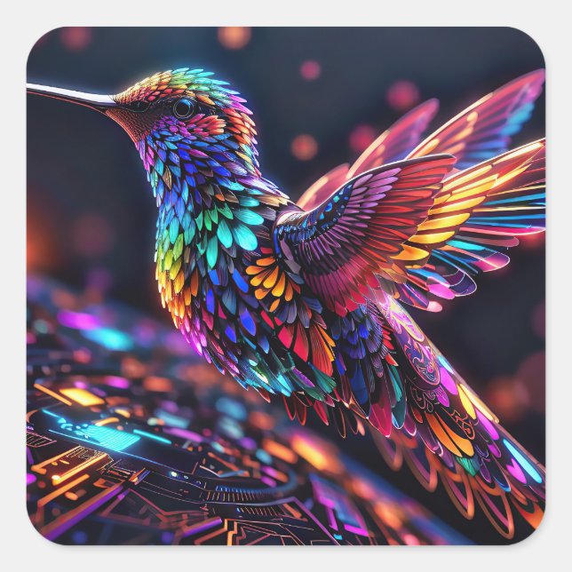 Adesivo Quadrado Ano do Hummingbird: Uma Viagem Mensal (Frente)