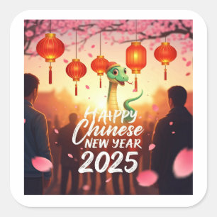 Adesivo Quadrado Ano Novo Chinês Cobra 