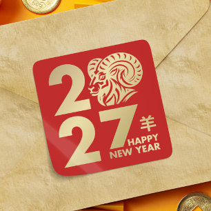 Adesivo Quadrado Ano Novo Chinês do Bode 2027