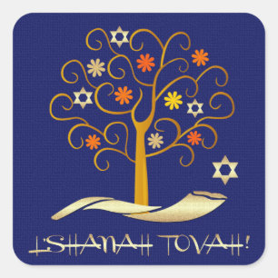 Adesivo Quadrado Ano Novo Judeu Rosh Hashanah Gift Stickers
