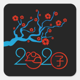 Adesivo Quadrado Ano Zodíaco Chinês do Rato 2020