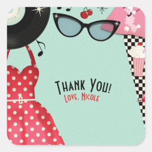 Adesivo Quadrado anos 50 de 1950 se vestem a favor do partido Vinta